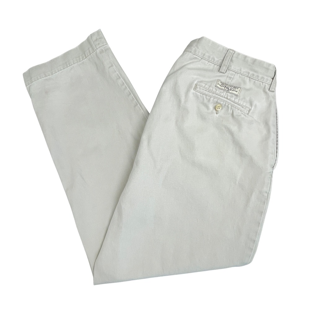 Vintage 90s Polo Ralph Lauren Andrew Pants Mens 36x29* Pleated Relaxed Fit Chino